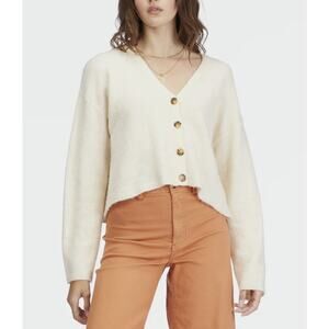Billabong White Cap Short N Sweet Cropped Cardigan Sweater Size Medium